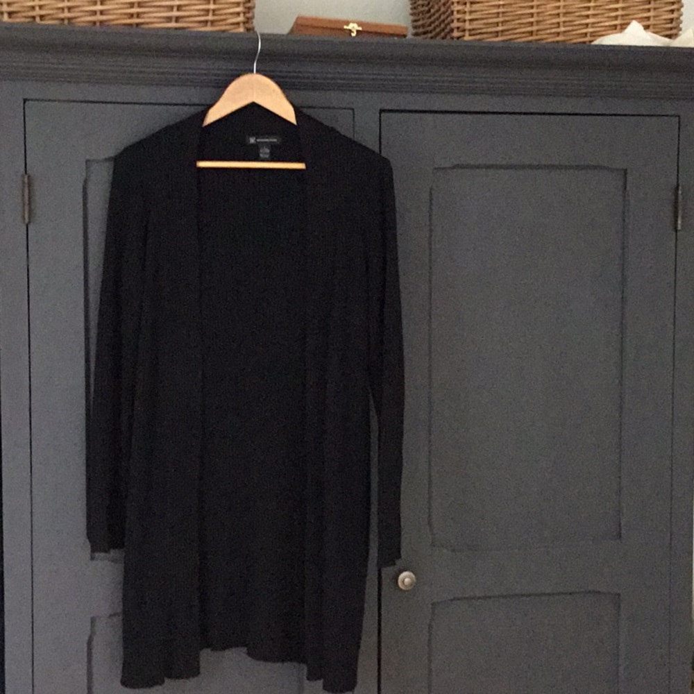Black Open-Front Women's Cardigan Sweater silk and angora. Size large